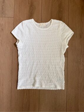 T.La White Short Sleeve Textured Knit Tee